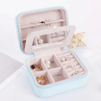 Portabil Mini PU Caseta de Bijuterii cu Fermoar Inel Caz Cercel de Stocare Fata de Călătorie Cadou Femei Colier Sicriu