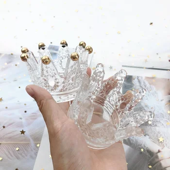 Coroana În Formă De Sticlă Tealight Lumanarea Titular De Relief De Cristal Candelabru Sfeșnic Florale Nunta Decor Acasă Sta