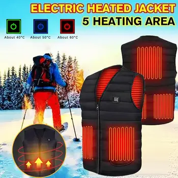 Încălzire electrică Vesta USB Încălzit Jachete cu Glugă Jos de Bumbac în aer liber Haina de Iarna Termic mai Cald Jachete Chaquetas Hombre