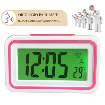 Italiană Vorbesc Ceas cu Alarmă Vorbind de Timp și Temperatură pentru Dormitor serviciu de Trezire