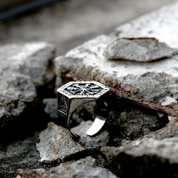 BEIER din oțel inoxidabil caracter geometria lui thor ciocanul mjolnir Viking inel pentru om darul lui Punk rock Bijuterii baiat cadou BR8-671