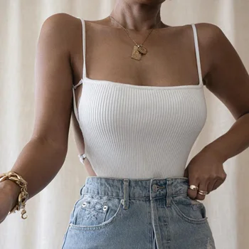 Backless Cami Top Cu Bretele Subtiri Femei Sexy Topuri De Vară 2020 Trunchiate Fără Mâneci Deschise Umeri Rezervor De Top Haine De Club Streetwear