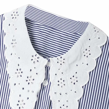 ZA 2020 Noua Moda dungă, cămașă de gât Femei Guler de Turn-down Bluze Bluza Șifon Tricou Sexy Topuri Casual