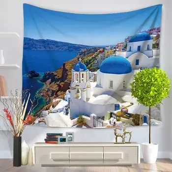 Acasă Decorative de Perete Covor, Tapiserie Dreptunghi Cuvertură Insula Santorini Scenic Model GT1066