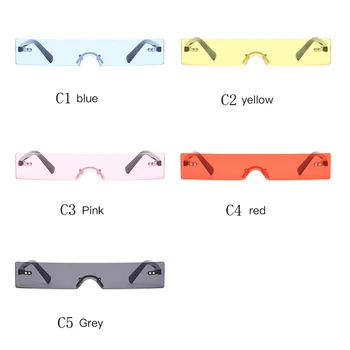 2020 Noua Moda Retro Fara rama de ochelari de Soare Vintage Design de Brand Feminin Cer Albastru Roz Dreptunghiulară Ochelari de Soare pentru Femei UV400