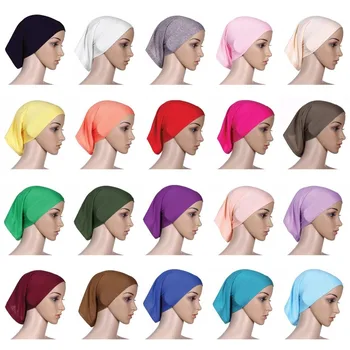 2021 Solidă Bumbac Femeile Musulmane Hijab Underscarf Capace Strench Headwrap Capac Interior Capota 20colors Prețul cu Ridicata Islamic Eșarfă