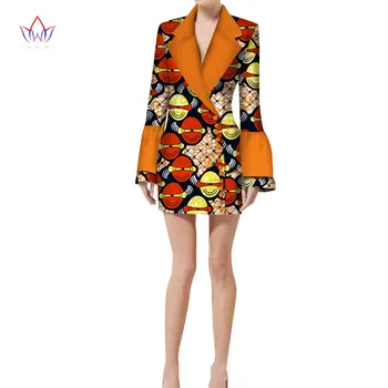 Jacheta de toamna Bluza din Africa Ceara Print Haine de Brand Dashiki pentru Femei Plus Dimensiune Sacou Jacheta Femei Casual, Buzunare haina WY2044
