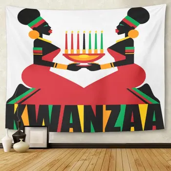 Africa neagră Kwanzaa Sărbătoare Verde African Lumânare Tapiserie Home Decor Agățat de Perete pentru Camera de zi Dormitor Dormitor 60x80 Cm