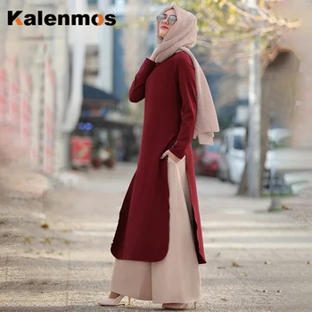 Ramadan Eid Mubarak Abaya Seturi Arabe, Turcia Musulmană Set de Două Piese Costum Femei Split Rochie și Pantaloni Lungi Islamic Musulmani Ansambluri