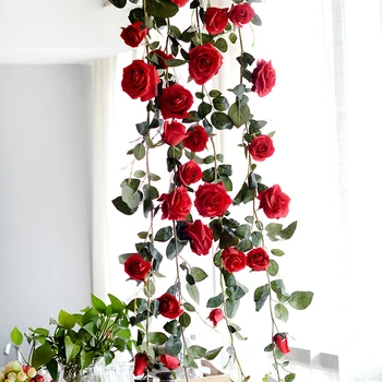 180cm Flori Artificiale Crescut Vița-de-vie Decor Nunta Atingere de Mătase Ghirlandă de Flori Șir Cu Frunze Festival Consumabile Decor Acasă