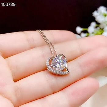 Inima de dragoste în stil stil trosnituri moissanite pandantiv colier de argint bijuterii fine stralucitoare mai bine decât diamant fata cadou