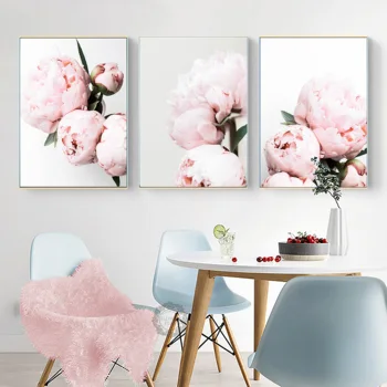 Panza Pictura Roz Flori de Bujor Postere si Printuri Florale Arta de Perete Imagine Cadru Modern Decor Decor Dormitor Poster