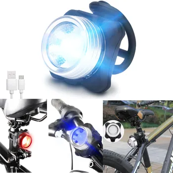 Ciclism biciclete Biciclete cu 3 LED-uri Cap Fata Cu USB Reîncărcabilă Clip Coada de Lumină Lampă de Înaltă luminoase faruri cu LED-uri pentru siguranță de echitatie
