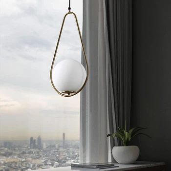 Nordic Minge de Sticlă Lumini Pandantiv Vintage Hoop Aur Modernă cu LED-uri Lampă de Agățat pentru Camera de zi Acasă Loft Industrial Decor corp de Iluminat
