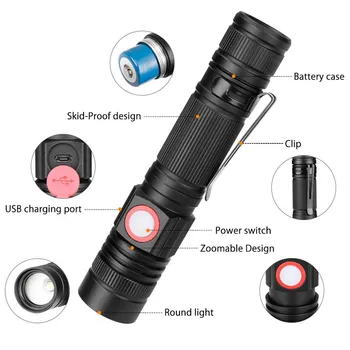 SANYI cu Zoom lanterna Lanterna 3 Moduri de Alimentare de 1 x 18650 baterie de Vânătoare de Iluminat 2000LM Felinar Portabil Camping Vânătoare