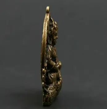 Tibet Bronz Budismul Tantra Galben Dumnezeu A Bogăției Amuleta Pandantiv Exorciza Spiritele Rele Statuie