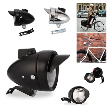 Retro Bike Lumină Față de Metal Cromat Biciclete Faruri LED-uri Impermeabil Cap de Lumină de Siguranță Lămpi de Avertizare Ciclism Accesorii pentru Biciclete