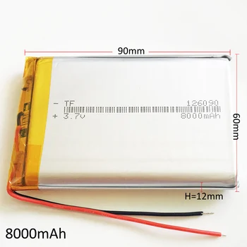 3.7 V 8000mAh Litiu Polimer Li-Po Baterie Reîncărcabilă Li celule Pentru GPS PSP DVD PAD E-book tablet pc power bank 126090