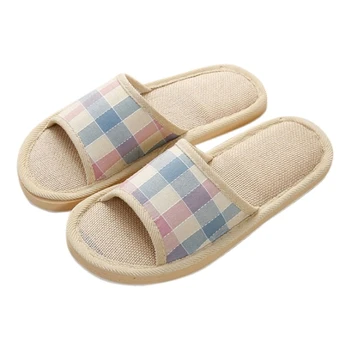 Adult Lenjerie de pat cu Dungi Papuci Femei Casa de Vara In Pantofi de Interior Podea Sandale Q1FE