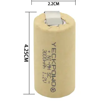 Baterie reîncărcabilă NIMH sub C acumulator plat de sus SC baterii akkumulator 3000mAh nichel foi de 1.2 V pentru lanterna solara pentru metabo