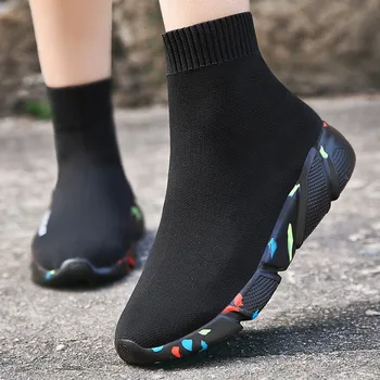 Moda High-top Ciorap Sneakres Femei Elastice Pantofi Barbati Pantofi de alergat Respirabil Lumina Moale Atletic Pantofi de Mers pe jos de Formatori