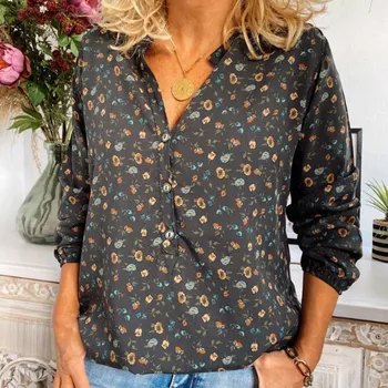 Bluza cu Maneci lungi Femei Toamna Șifon Bluze Casual Plus Dimensiune 5XL Blusas Streetwear Doamnelor V Gât Topuri Floral Print Shirt