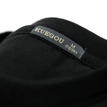 KUEGOU 2020 Toamna Bumbac imprimat Tricou Negru Barbati Tricou Marca T-shirt cu Maneci Lungi Tricou Pentru bărbați Plus Dimensiune Topuri 88061