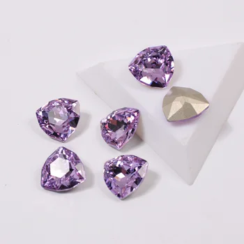 YANRUO 4706 Cristal Strass Trilliant Forma Violet Culoare pe Unghii Strasuri Populare Pointback Pietre Pentru 3D DIY Unghii Arta Pietre