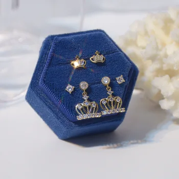14k Aur veritabil Moda Bijuterii Micro-Zircon incrustate Coroana 6-piese Set de Lux Cercei pentru Femei Vacanță Cadou de zi cu Zi Simplu Cercel