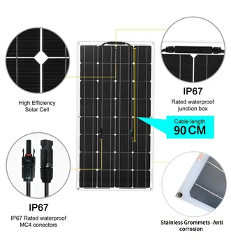 Nou-100W, 200W Panou Solar Flexibil Modul Solar 12V Volt Monokristallin Caravana Motorhome