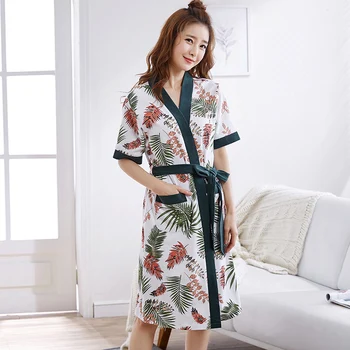 Vara Toamna Bumbac Pentru Femei Halate De Kimono Cămașă De Noapte Casual Sleeprobe Vrac De Mari Dimensiuni De Acasă, Halat De Baie Lady Halat Halat