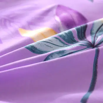 Bonenjoy 1 buc cearsaf de Pat de Culoare Violet Reactive Tipărite Stil Floral Dublu Lenjerie de Pat Queen Size, tv cu Foi de Top