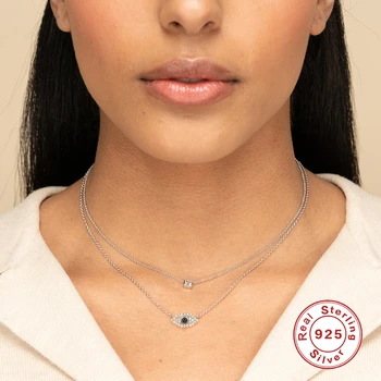 ROXI Epocă Ochi Albastru Cristale Coliere pentru Femei Barbati Aniversare de Nunta Bijuterii Argint 925, cu Lanț Colier de Aur Collares