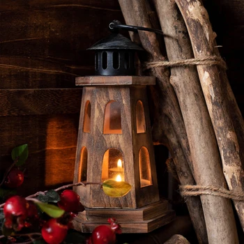 De epocă din lemn de lumină lampă far sfeșnic gradinarit decorare acasă balcon ornamente romantic cadou de nunta