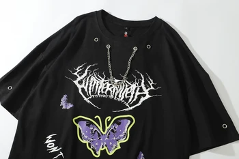 Vara Moda Barbati Tricou Butterfly Tendință De Brand Masculin Casual, O-Neck Tee Camasi Topuri Metal Găuri Mens Print Cu Maneci Scurte T-Shirt