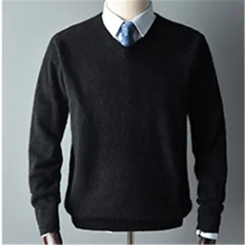 Cashmere v-neck knit barbati smart casual gros subțire pulover pulover culoare solidă S-3XL