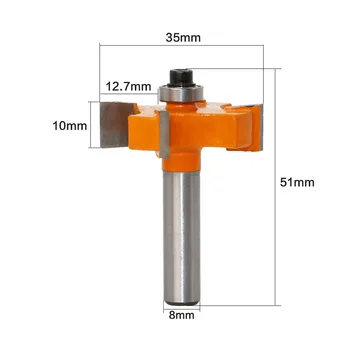 1 buc 8mm Coadă de prelucrare a Lemnului Instrument Router Biți Pentru Lemn Falțuri Tip T Cu Rulmenti de freze pentru uz Industrial