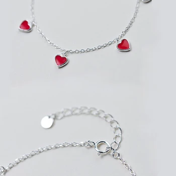 La Monada Argint 925 Minunat Romantic Inima Rosie Bratari Pentru Femei Fete Lanț Fin De Partid Bijuterii Accesorii Cadou