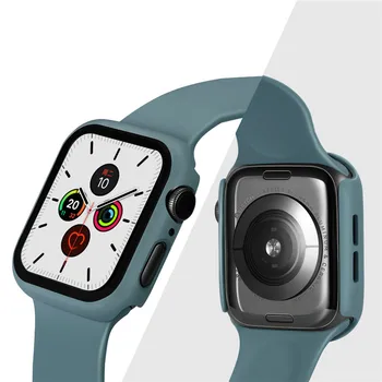 Full cover pentru Apple watch caz 44mm 40mm 42mm 38mm serie SE 6 5 4 3 2 1 mat caz cu film de sticlă pentru iWatch ecran protector