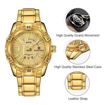 NAVIFORCE Mens Ceasuri de Top de Brand de Lux, Oameni de Afaceri de Moda Cuarț Ceas din Oțel Inoxidabil Ceas de Aur Relogio Masculino