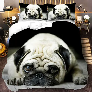 Animale 3d câine drăguț personalizate set de lenjerie de pat capac plapuma fata de perna 3pcs twin designer designer de lenjerie de pat de lux