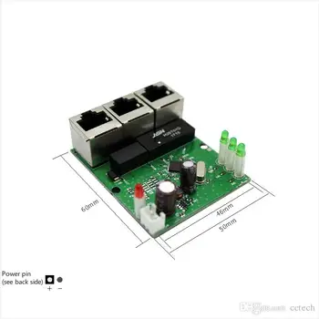 Comutator rapid mini 3 port ethernet 10 / 100mbps rj45 rețea switch hub pcb module de bord pentru sistemul de integrare module