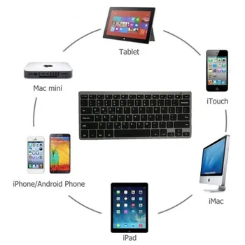 Rusă/spaniolă/arabă/engleză Tastatura Bluetooth Wireless pentru Tableta/Laptop/Smartphone,IOS Suport/Windows/Android Silver/Grey