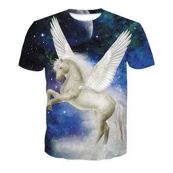 2020 de vară de moda bărbați cu mânecă scurtă animal înger cal tricou imprimat 3D de înaltă calitate pentru bărbați și femei t-shirt