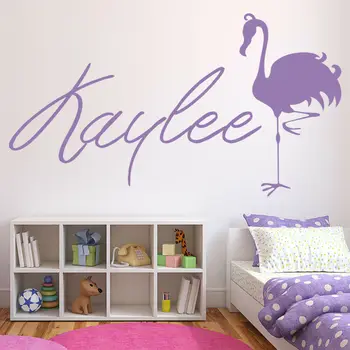 Flamingo Perete Decal Personalizate Personalizate Nume De Păsări Animale Geamul Portierei Autocolante De Vinil Dormitor Copii Copil De Cameră Decor Acasă De Artă Q496