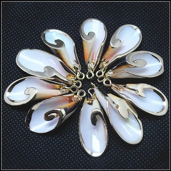 10buc natura shell pandantive sidef pandantive cu metal auriu placat cu culori de 20-30mm lungime de bijuterii diy margele dotari