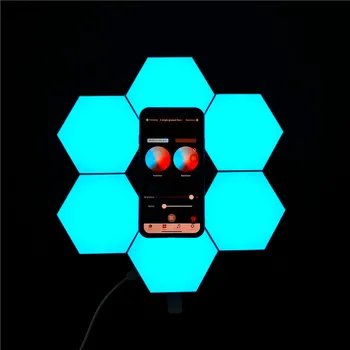 App Coloful cuantice lampa smart home fagure Lumina hexagonale creative lampă de perete combinație despicare lampa de dormitor lampă de noptieră