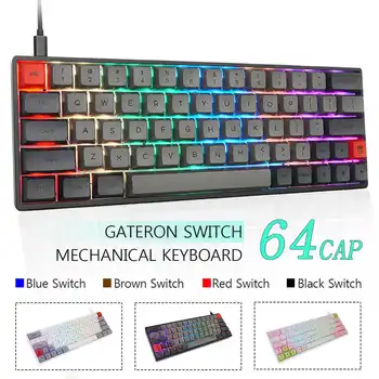 SK64S 64Key RGB cu iluminare de fundal Tastatură Mecanică de Gaming NKRO bluetooth5.1 Tip-C Dual-Mode PBT Keycap Gateron Optice Comuta Tastatura