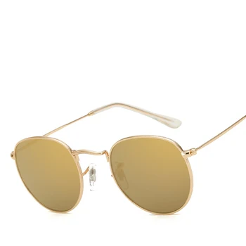 Retro Rotund ochelari de Soare pentru Femei Brand Designer Roz Oglindă Ochelari de Soare vintage din Metal de Lux de sex Feminin Nuante UV400
