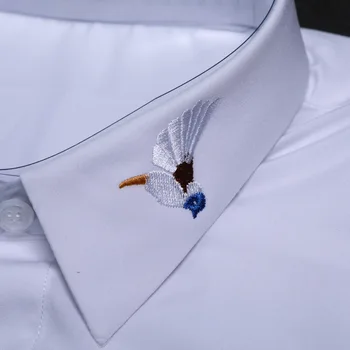 New classic original broderie men ' s cămașă de moda maneca lunga camasi albe barbati high end solidă tricou de bumbac de sex masculin combinezon camisa